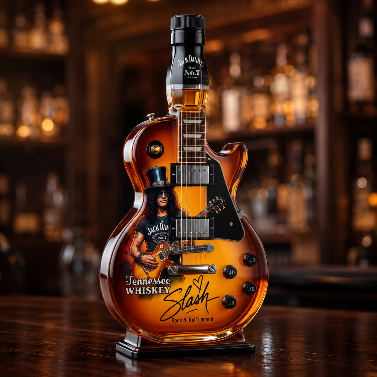 🎁 Father’s Day 49% OFF – 👨‍🎤🤘Appetite for Rock: Vintage Sunburst Guitar Figurine Spirit Bottle🎸✨