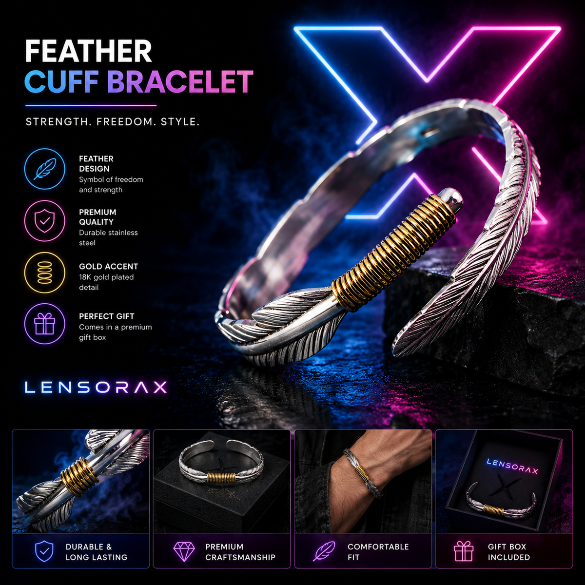 Feather Bangle Bracelet